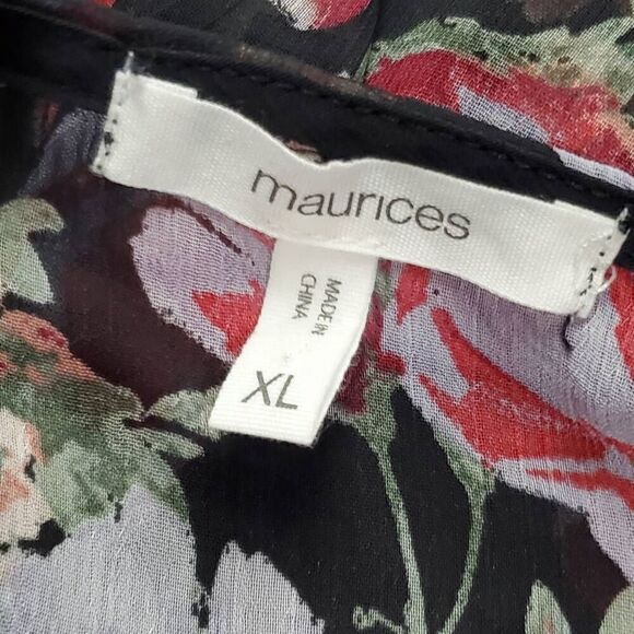Maurices 1x Plus Black Floral Sheer Cover Top - Picture 5 of 6